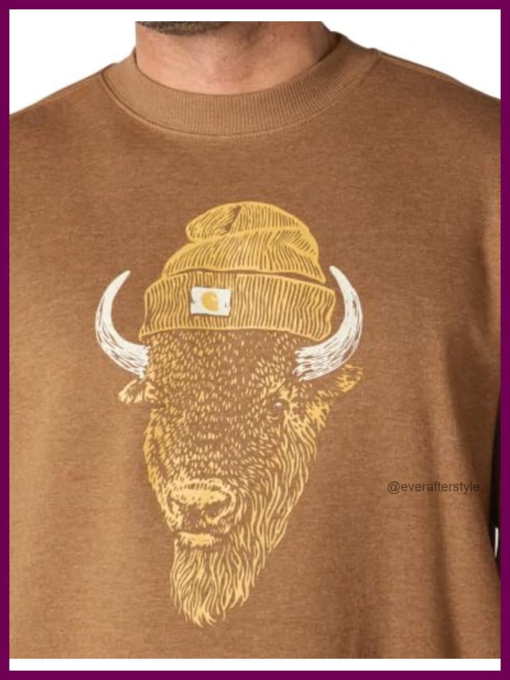 Men's Crewneck Sweatshirt Cotton Polyester Bison Graphic Pullover - Picture 2 of 5